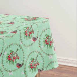 Grey Star Green Red Robin Wreath Kerstmis Tafelkleed