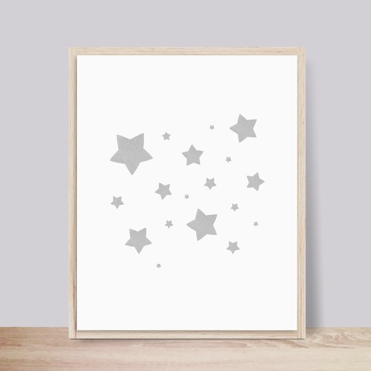 Grey Stars Nursery Poster