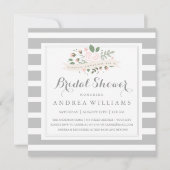 Grey Stripe en Floral Vrijgezellenfeest Uitnodigen Kaart (Voorkant)