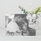 Grey Striped Pattern Happy Nieuwjaarsfotokaart Feestdagenkaart (Staand voorkant)