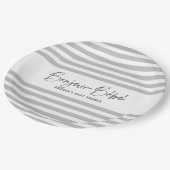 Grey Stripes Bonjour Bebe Papieren Bordje (Gekanteld)