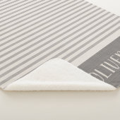 Grey Stripes Naam Monogram | boerderij Sherpa Deken (3/4)