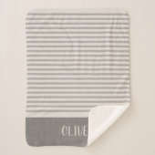 Grey Stripes Naam Monogram | boerderij Sherpa Deken (Voorkant)