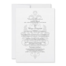Grey Subtle Damask Wedding Invite