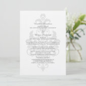 Grey Subtle Damask Wedding Invite Kaart (Staand voorkant)