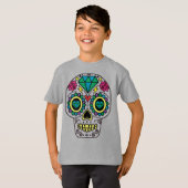 Grey Sugar Skull Art, Dag van de Doden T-shirt (Voorkant volledig)