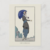 Grey Suit Parasol  Franse Mode Briefkaart (Voorkant)