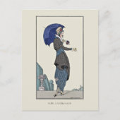 Grey Suit Parasol  Franse Mode Briefkaart (Voorkant)