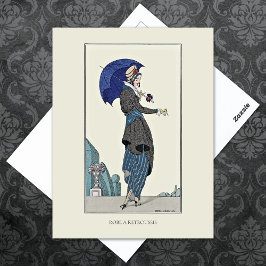 Grey Suit Parasol  Franse Mode Briefkaart