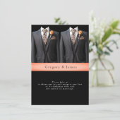 Grey Suits Perzik Rozen & Bloemen Stropdas Kaart (Staand voorkant)