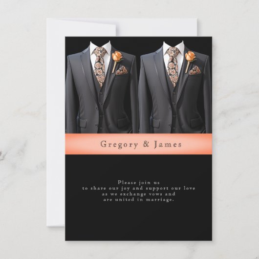 Grey Suits Perzik Rozen & Bloemen Stropdas Kaart (Voorkant)