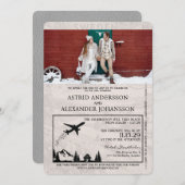 Grey Sweden Passport Uitnodiging voor de bruiloft (Voorkant / Achterkant)