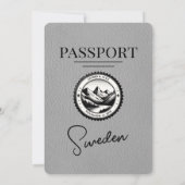 Grey Sweden Passport Uitnodiging voor de bruiloft (Achterkant)