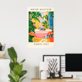 Grey Tabby Cat Bath Art Print Matisse Style (Thuiskantoor)