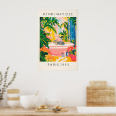 Grey Tabby Cat Bath Art Print Matisse Style (Keuken)