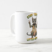 Grey Tabby Cat Boho Stay Trippy Little Hippie Koffiemok (Voorkant links)