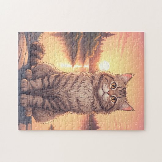 Grey Tabby Cat Legpuzzel (Horizontaal)