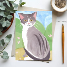 Grey Tabby Cat | Waterverf schilderij
