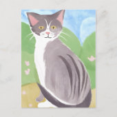 Grey Tabby Cat | Waterverf schilderij Briefkaart (Voorkant)