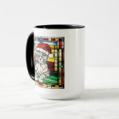 Grey Tabby Christmas Glas in lood Mok (Voorkant links)