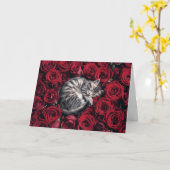 Grey Tabby en Rozen Kaart (Gele Bloem)
