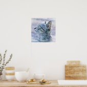 Grey Tabby Kitten Profiel Waterverf Stijl Kunst Poster (Keuken)