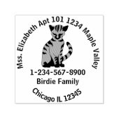 Grey Tabby Sitting Kitten Return-adres Zelfinktende Stempel (Design)