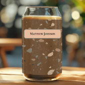 Grey Tan Glass Chips Brown Retro Terrazzo Pattern Blikvorm Glas