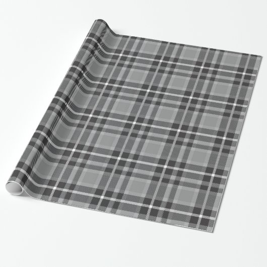 Grey Tartan Cadeaupapier (Uitgerold)