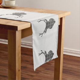 Grey Tartan Stag Head Antler Rustiek Korte Tafelloper