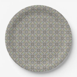 Grey, Taupe, Green Diamond Tiled Pattern Papieren Bordje