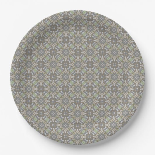 Grey, Taupe, Green Diamond Tiled Pattern Papieren Bordje (Voorkant)