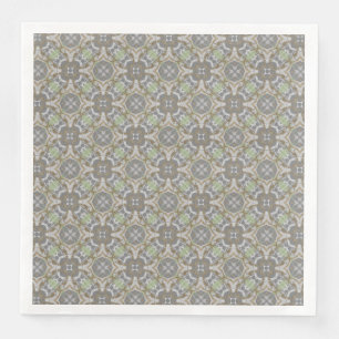 Grey, Taupe, Green Diamond Tiled Pattern Servet