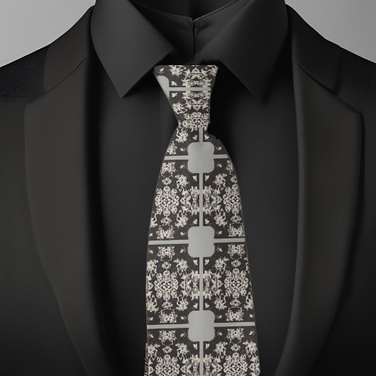 Grey Taupe Tegel Pattern Necktie Stropdas