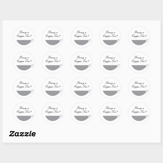 Grey Teacup Envelope Seal & Sticker (Vel)