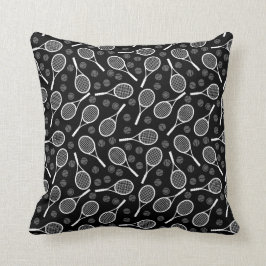 Grey Tennis Racket beslaat Athletic Pattern Sports Kussen