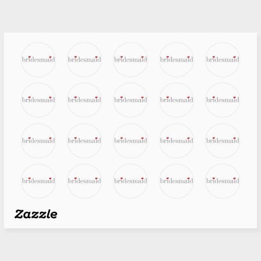 Grey Text Bridesmaid Ronde Sticker (Vel)