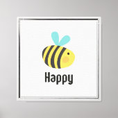 Grey Think Happy Thoughts Bee Canvas Afdruk (Voorkant)