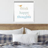 Grey Think Happy Thoughts Vogels Canvas Afdruk (Insitu (Slaapkamer))