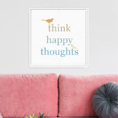 Grey Think Happy Thoughts Vogels Canvas Afdruk (Insitu (Woonkamer))