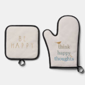 Grey Think Happy Thoughts Vogels Ovenwant & Pannenlap Set (Voorkant)