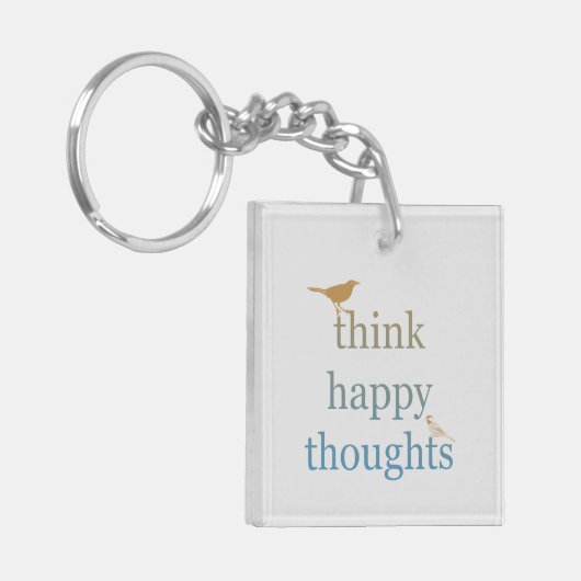 Grey Think Happy Thoughts Vogels Sleutelhanger (Voorkant Links)
