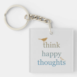 Grey Think Happy Thoughts Vogels Sleutelhanger