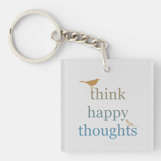 Grey Think Happy Thoughts Vogels Sleutelhanger (Voorkant)
