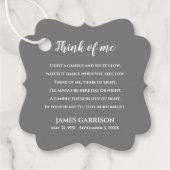 Grey Think of Me Celebration of Life Candle Bedankjes Labels (Voorkant)