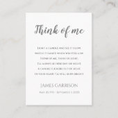 Grey Think of Me Celebration of Life Candle Plaatskaartje (Voorkant)