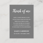Grey Think of Me Celebration of Life Candle Plaatskaartje (Voorkant)