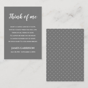 Grey Think of Me Celebration of Life Candle Plaatskaartje
