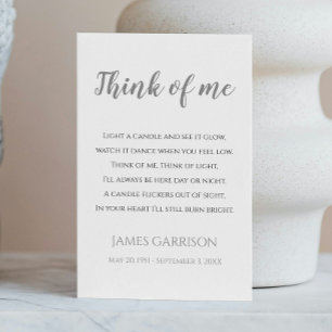 Grey Think of Me Celebration of Life Candle Plaatskaartje
