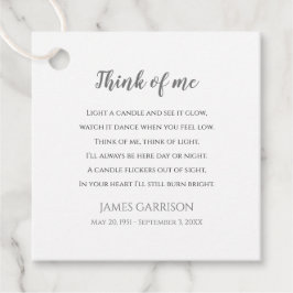 Grey Think Of Me Viering van het Leven Foto Kaars Bedankjes Labels